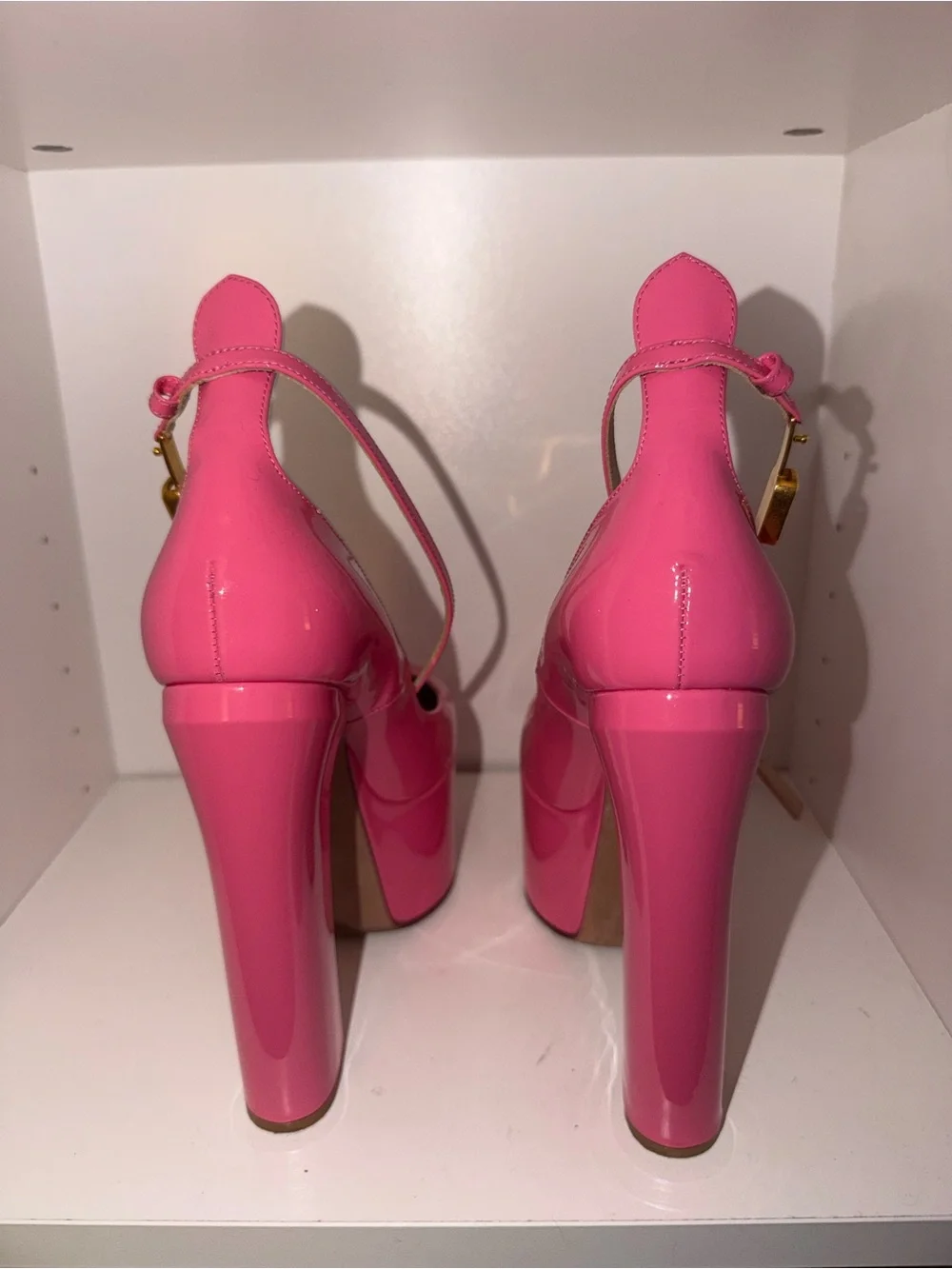 Valentino Hot Pink Patent Platform Slingback Pumps